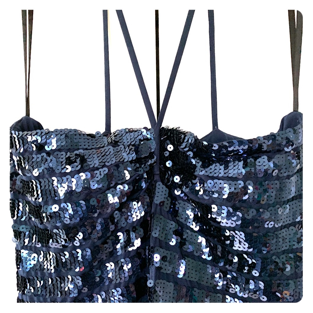 Marc Bouwer Navy Blue Sequin Cocktail Dress, Sz 10